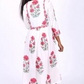 Jaipur Printed Boatneck Pleated Kurta, White, KP1044