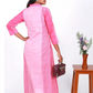 Sriped Shirtcollar Cotton Straight cut Kurta with Wooden Button Details, Pink, KH1040