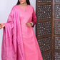 Raw Silk Sequence Embroidered A line Kurti with Lining, Pink, KS2004