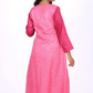 Raw Silk Sequence Embroidered A line Kurti with Lining, Pink, KS2004