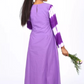 Shibori Printed Cotton Roundneck A line Kurti with Bead Embroidery,  Lavender, KW2015