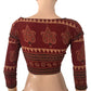 Ajrakh Cotton Boatneck Blouse, Maroon, BA1092