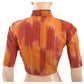 Handloom Tie - dye Cotton  Highneck Blouse,  Yellow - Rust, BH1085