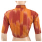 Handloom Tie - dye Cotton  Highneck Blouse,  Yellow - Rust, BH1085
