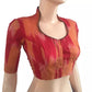 Mangalgiri Tie Dye Cotton High Neck Blouse, Yellow – Rust, BH1091