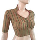 Woven  Handloom Cotton Striped  Highneck Blouse,  Beige,  BH1137