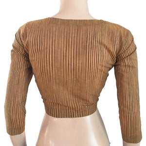 Slub Cotton Roundneck Blouse, Striped, Sandal, BH1167