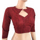 Slub Cotton Roundneck Blouse, Maroon, BH1168