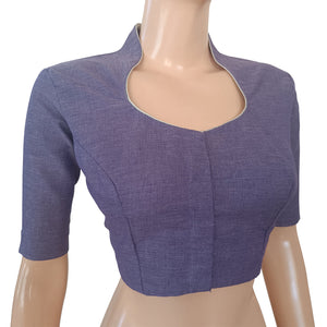 Handloom South Cotton Highneck Blouse with  Lining,  Lavendar blue  BH1230
