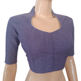 Handloom South Cotton Highneck Blouse with  Lining,  Lavendar blue  BH1230