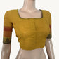 Mangalgiri  Cotton Square neck Blouse with Woven Thread Border & Lining , Yellow,  BH1246
