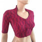 Ikat Cotton Highneck Blouse, Pink,  BI1118
