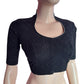 Ikat Cotton Highneck Blouse, Black,  BI1150