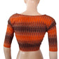 Ikat Cotton Sweetheart neck Blouse, Orange - brown, BI1155