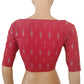 Ikat Cotton Round neck Blouse, Coral Red, BI1160