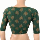 Ikat Cotton Sweetheart neck Blouse,  Bottle Green,  BI1162