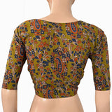 Kalamkari  Cotton  Pot neck Blouse,  Olive Green,  BK1263