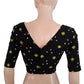 Bandhani Tie-Dye Boatneck Blouse with Lining,  Backopen, Greenish black, BP1124