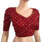 Bandhani Tie-Dye Sweetheart neck Blouse with Lining,  Maroon, BP1130