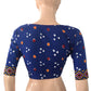Bandhani Satin Cotton Y neck Blouse with Phoolkari Lace Border & Lining, Blue, BP1136