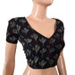 Dhabu Cotton V neck Blouse with Short Sleeves, Coffee brown,  BP1153