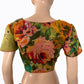 Floral Digital  Printed Cotton V neck Blouse with Ruffle Sleeves & Lining,  Olive Green,  BP1178