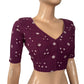 Bandhani  Cotton  V neck Blouse with Lining,  Purple,  BP1185