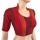 Semi Raw Silk Highneck Blouse with Kantha Stripes, Multicolor, BS1053