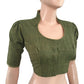 Chanderi Highneck Blouse with Keyhole back & Lining, Olive Green, BS1086