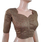 Semi Raw Silk Jacquard  Scallop neck Blouse with Lining,  Beuge,  BS1099