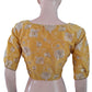 Embroidered Chanderi Silk V neck Blouse with Gathered Sleeves & Bead Details, Yellow, BS1102