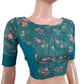 Pure Tussar Silk Boatneck Blouse with Lining, Teal, BS1111