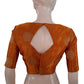Gajji Silk Y neck Blouse with Golden Butta & Lining, Backopen, Mustard, BS1112