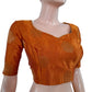 Gajji Silk Y neck Blouse with Golden Butta & Lining, Backopen, Mustard, BS1112