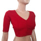 Semi Chanderi Silk V neck Blouse with Zari border & Lining,  Red, BS1123A