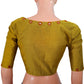 Textured Art Silk Y neck Blouse with Mirror Work Details & Lining,  Lemon Green, BS1128A