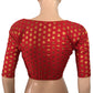 Satin Silk Squareneck Blouse with  Golden Butta & Lining,  Red, BS1131