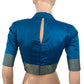 Pure Raw Silk  Closeneck Blouse with Zari Border & Lining,  Backopen,  Royal blue,  BS1140