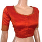 Pure Raw Silk  Roundneck Blouse with Zari Border, Beads Details  & Lining   Orange,  BS1143