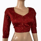 Semi Banarasi Silk  Sweetheart neck Blouse with Golden  Butta  & Lining,  Rust,  BS1150