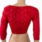 Semi Banarasi Silk  Y neck Blouse with Golden  Butta  & Lining,  Red,  BS1151