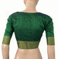 Pure Raw Silk  Sweetheart neck Blouse with Zari Border, Green, BS1157