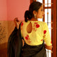 Soft Cotton Embroidered Closrneck Blouse with Lining, Yellow,  BW1121
