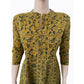 Ajrakh Cotton  Anarkali  Paneled  Kurta  with Mandarin Collar & Wooden Button Details,  Mustard,  KA1018