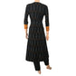 Ikat Cotton A line Kurta with Diamond neck & Mirror Work Lace Details, Black,  KI1021