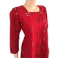 Handloom Cotton Straight cut Kurti with metal embellishments, Red, KH1023