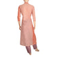 Striped Cotton A line Kurta with Mandarin Collar & Wooden Button Details , Peach,  KH1050