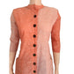 Striped Cotton A line Kurta with Mandarin Collar & Wooden Button Details , Peach,  KH1050