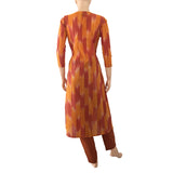 Tie - Dye Mangalgiri  Straight cut  Roundneck  Kurta  , Yellow - Rust,  KH1052
