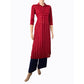 Striped Woven Thread Handloom Cotton Straight cut Kurta with Wooden Button Details,  Red,  KH1068